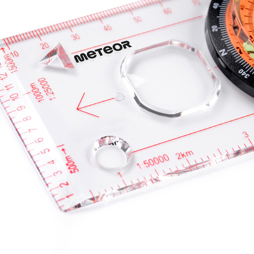 METEOR COMPASS WITH RULER (orange disc)